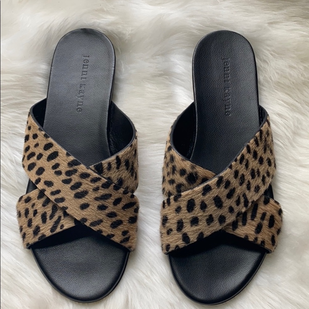 Jenni Kayne pony hair crossover cheetah sandal - Picture 2 of 10